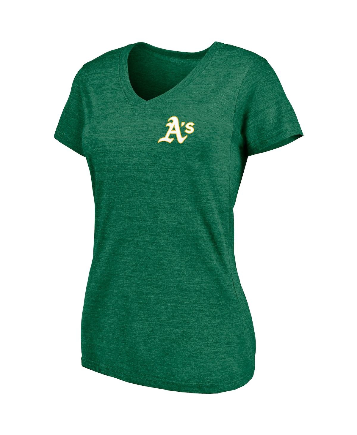 Shop Fanatics Women's  Green Oakland Athletics Paisley Hometown Collection Tri-blend V-neck T-shirt