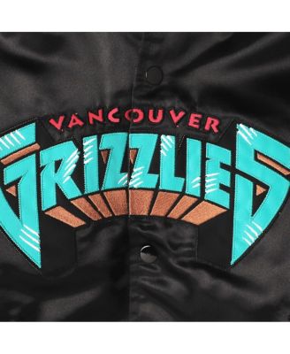 Big Boys Black Vancouver Grizzlies Hardwood Classics Satin Raglan Full-Snap Jacket