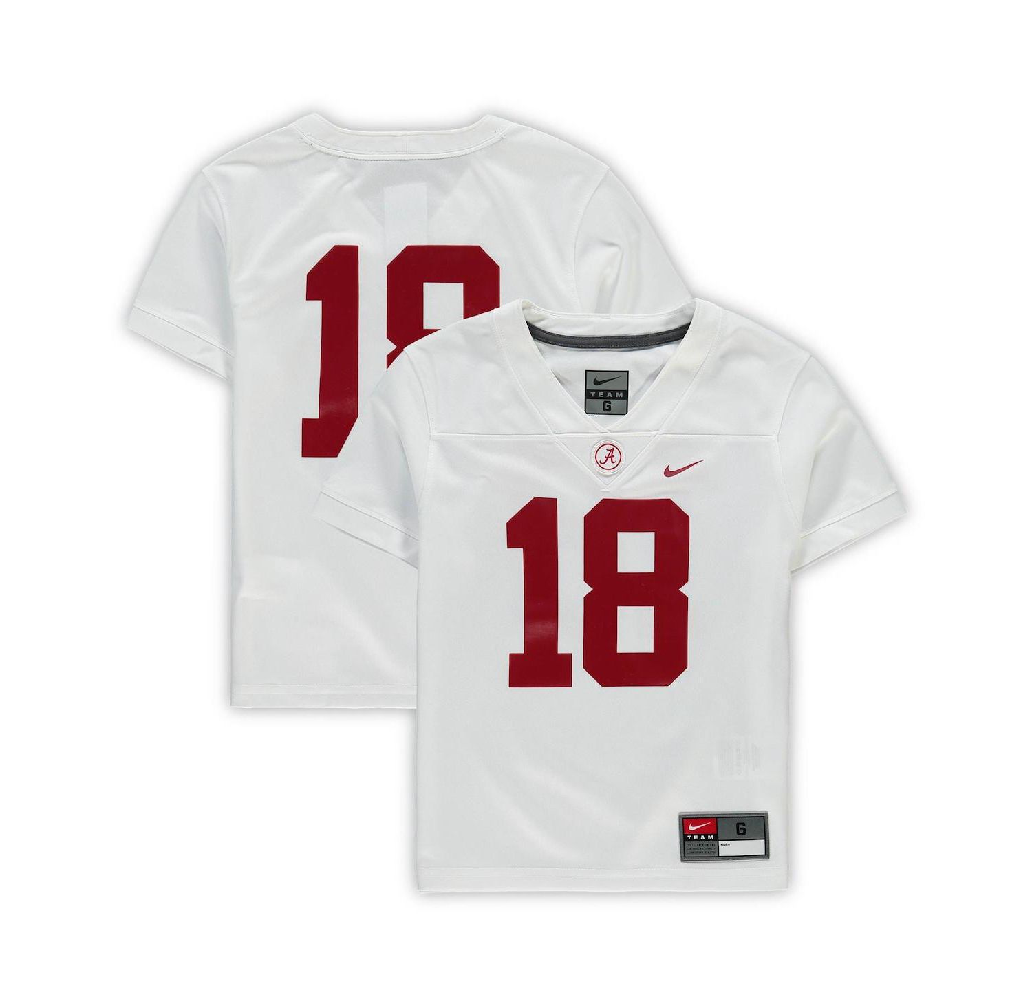 Preschool Boys and Girls #18 White Alabama Crimson Tide Untouchable Football Team Jersey