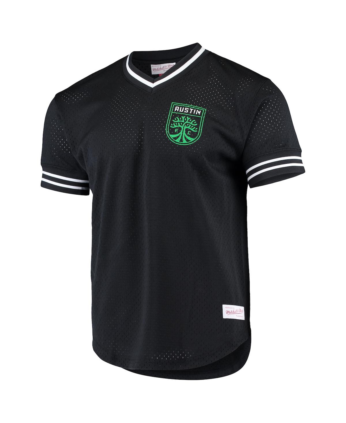 Mitchell & Ness Men's  Black Austin Fc Mesh V-neck T-shirt In Black