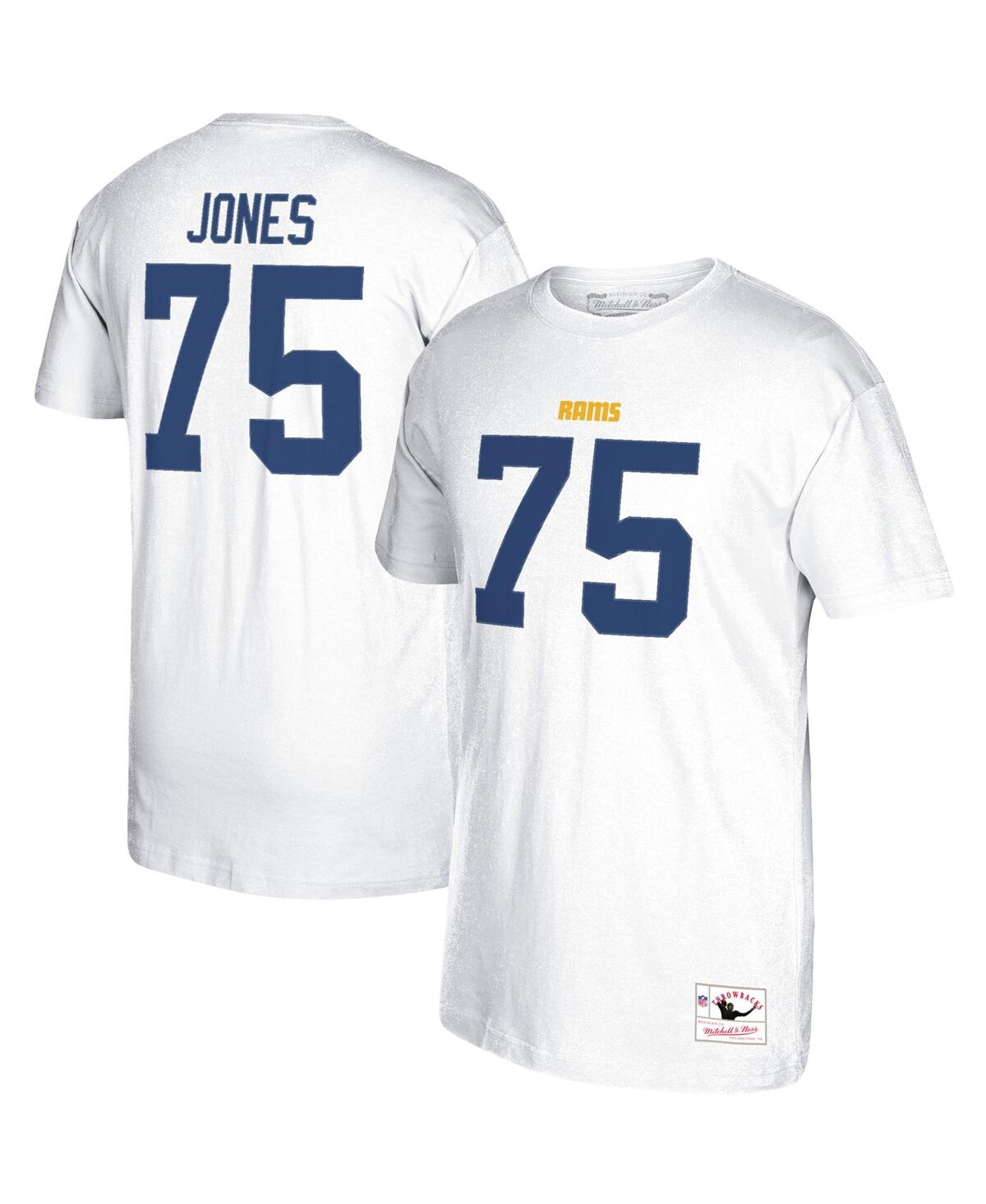 Mitchell & Ness Men's  Deacon Jones White Los Angeles Rams Retired Player Logo Name And Number T-shir In White