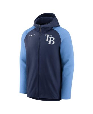 Men's Navy, Light Blue Tampa Bay Rays Authentic Collection Performance Raglan Full-Zip Hoodie