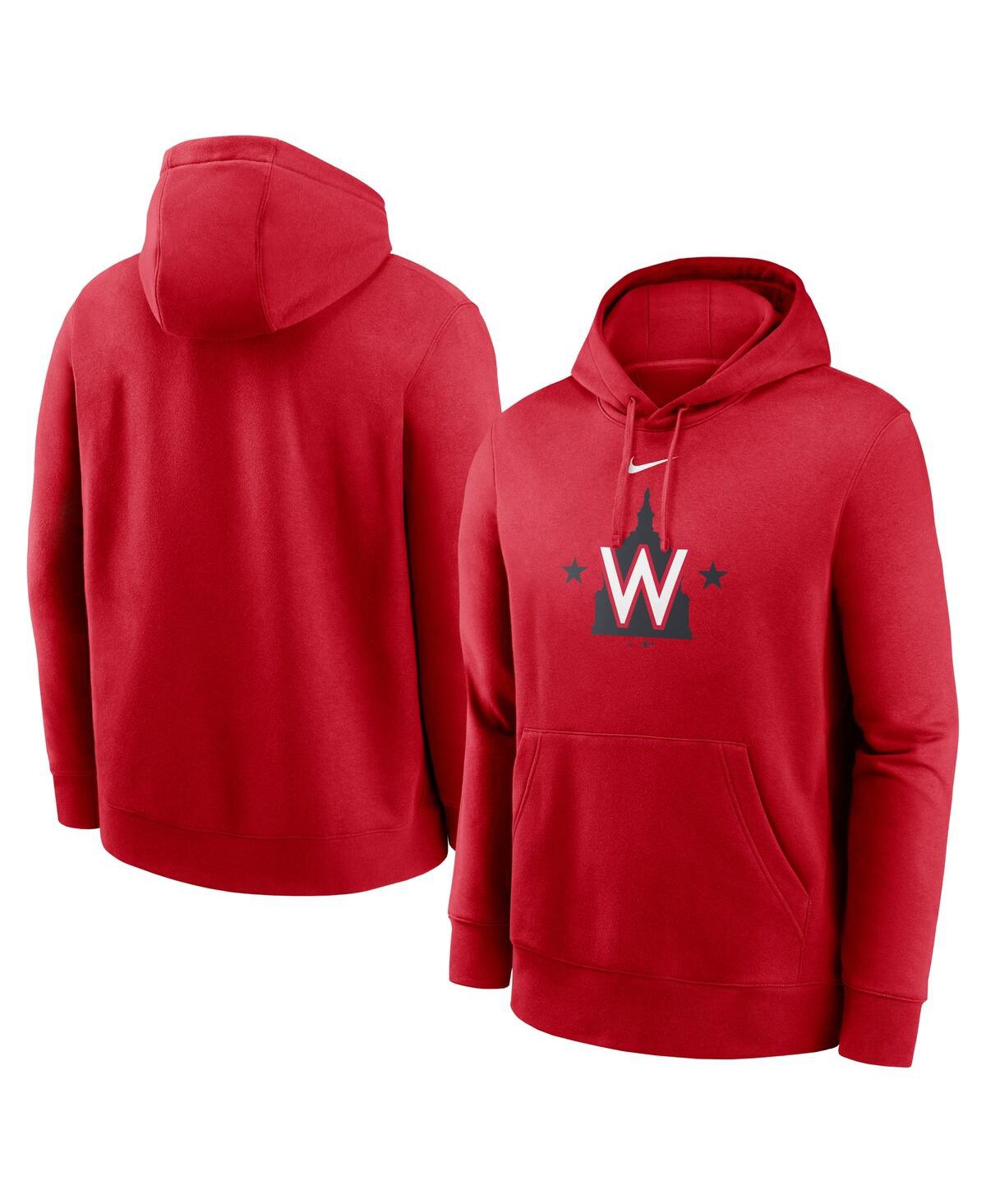 Shop Nike Men's  Red Washington Nationals Alternate Logo Club Pullover Hoodie