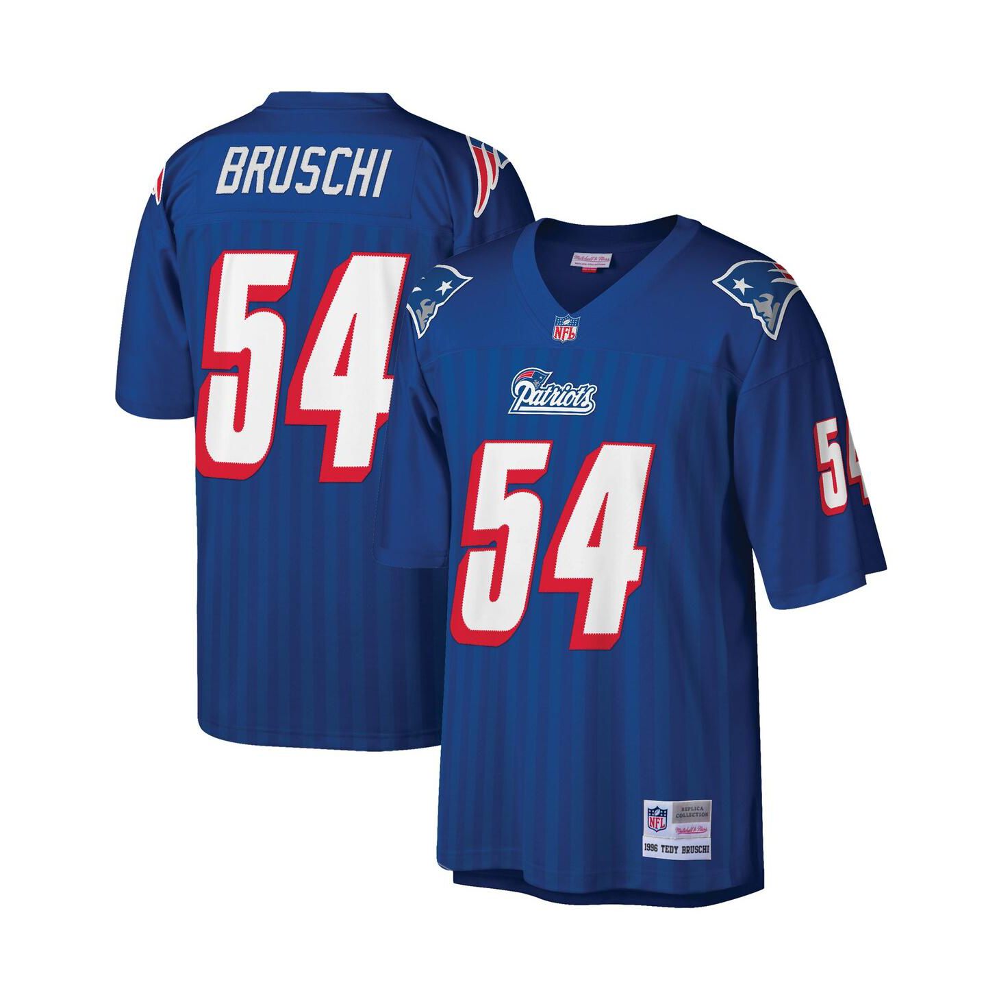 Мужской топ Mitchell & Ness Tedy Bruschi Royal New England Patriots Big and Tall 1996 Retired Player Replica Jersey — фото 2
