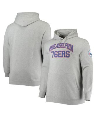 Men's Heather Gray Philadelphia 76Ers Hardwood Classics Big and Tall Throwback Pullover Hoodie