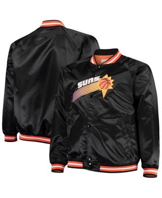 Men's Black Phoenix Suns Big and Tall Hardwood Classics Raglan Satin Full-Snap Jacket