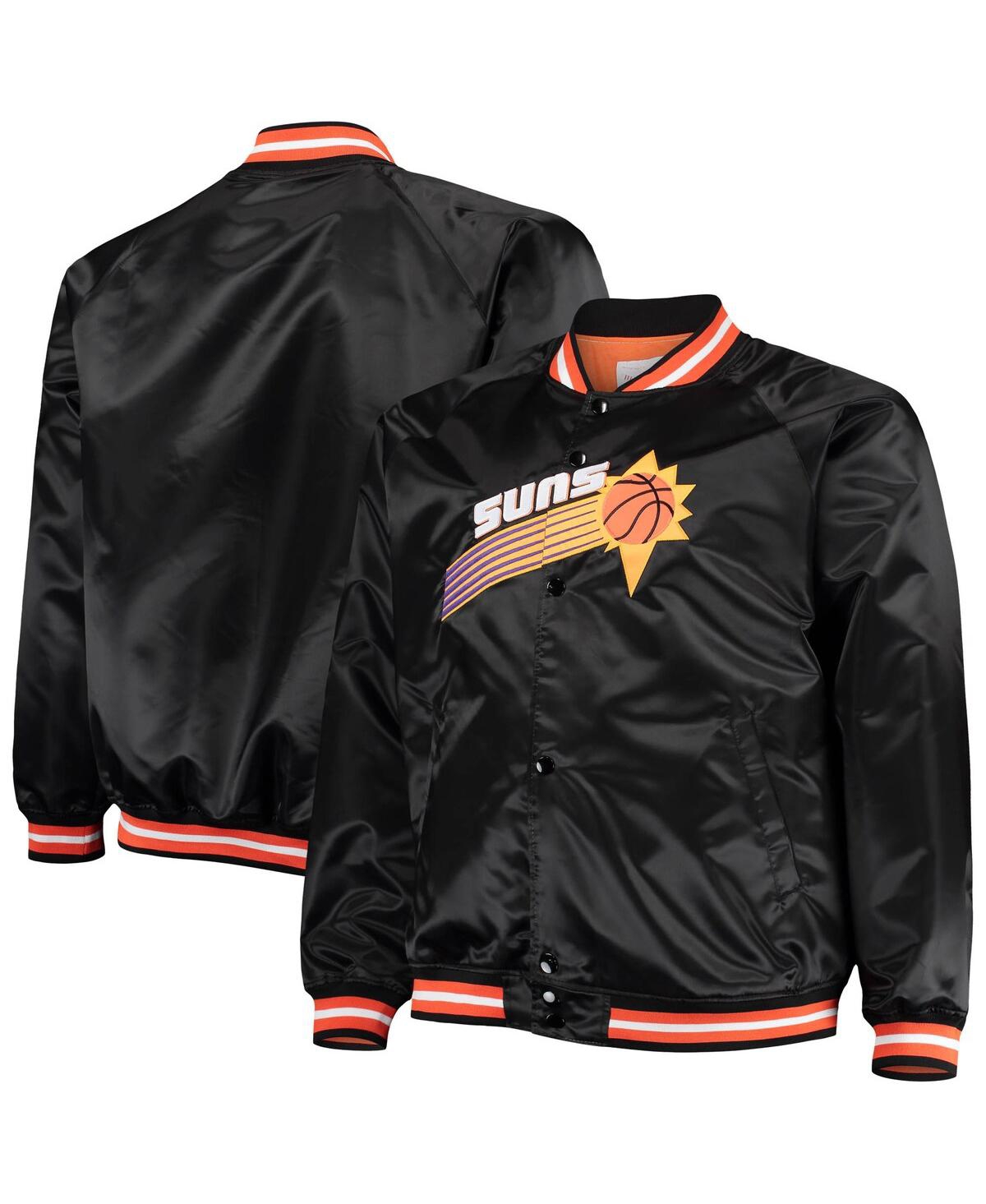 Men's Mitchell & NessPhoenix Suns Big and Tall Hardwood Classics Raglan Satin Full-Snap Jacket - Black