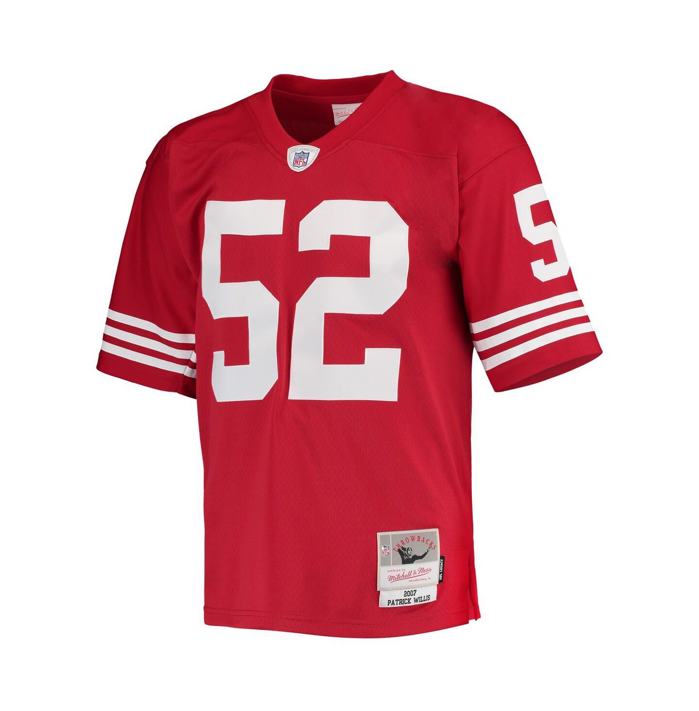 Мужской топ Mitchell & Ness Patrick Willis Scarlet San Francisco 49ers 2007 Legacy Replica Jersey — фото 3