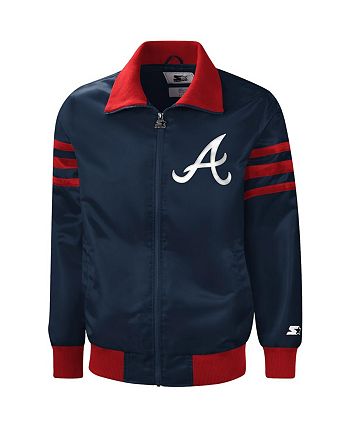 Men's Starter Navy Atlanta Braves The Captain II Full-Zip Varsity