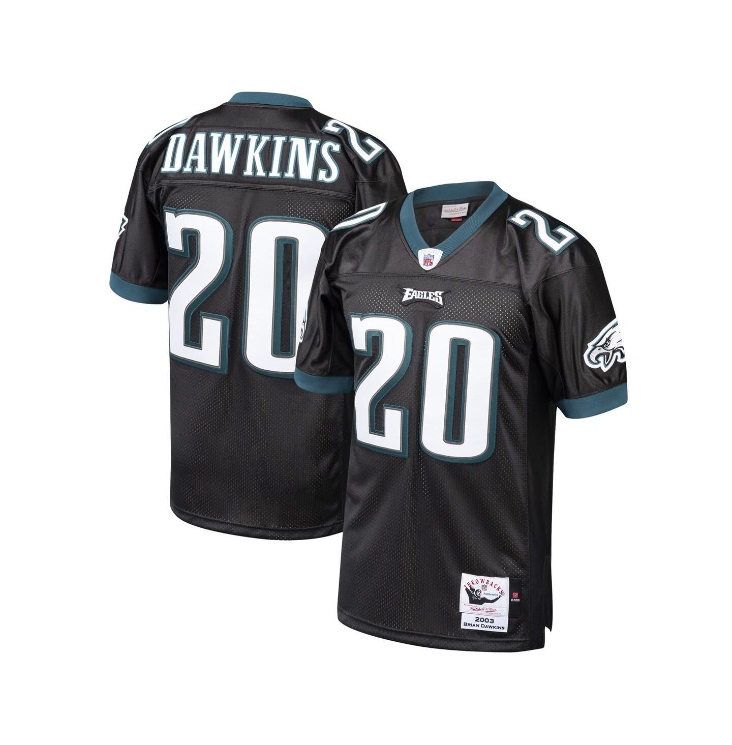 Мужское джерси Mitchell & Ness Brian Dawkins Philadelphia Eagles 2003 Throwback, Black — фото 2