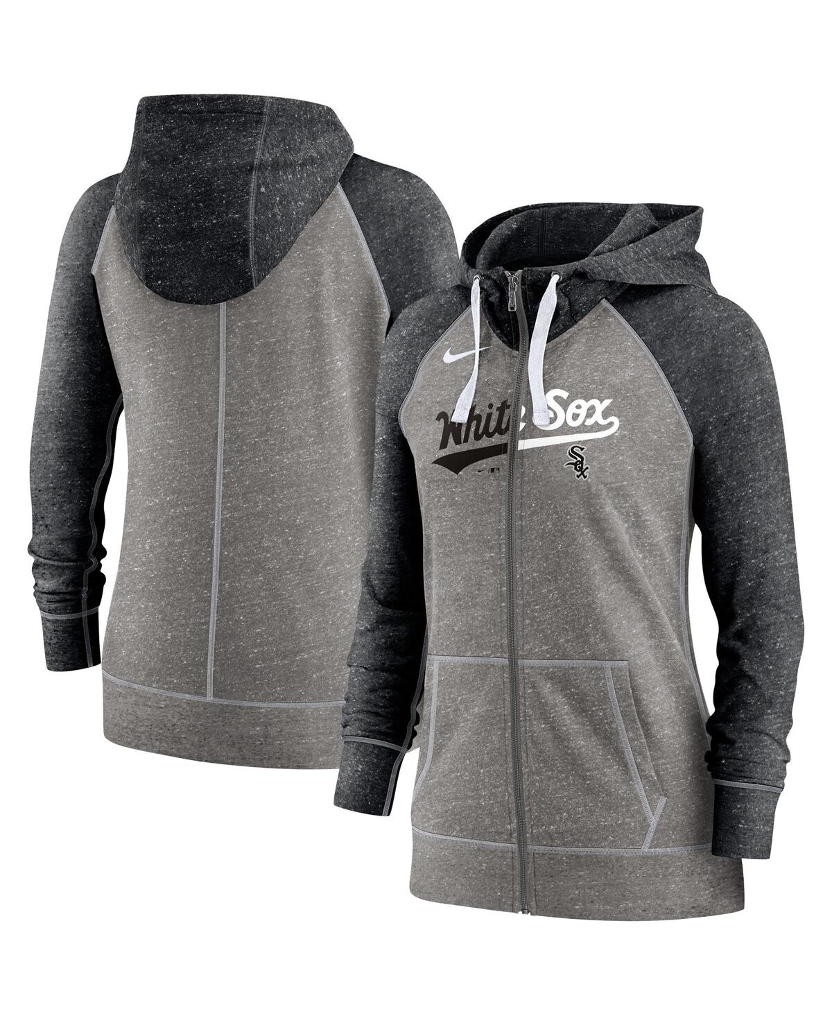 Nike Heather Charcoal/heather Black Chicago White Sox Split Wordmark Gym Vintage Raglan Lightweight In Heathered Charcoal,heathered Black