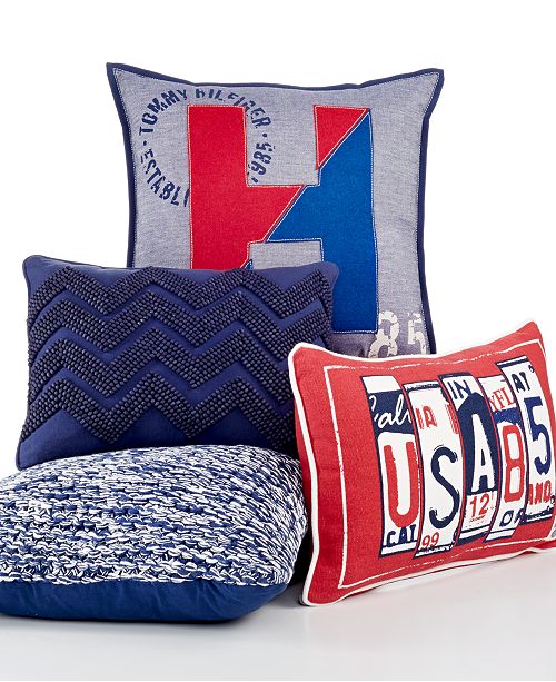 Tommy Hilfiger 12" x 16" Beaded Chevron Decorative Pillow & Reviews Bedding Collections Bed