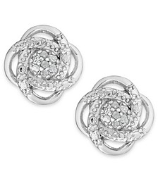 Diamond Love Knot Stud Earrings in Sterling Silver or 18k Gold-Plated Sterling Silver (1/10 ct. t.w.)