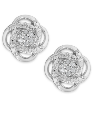 image of Diamond Love Knot Stud Earrings in Sterling Silver or 18k Gold-Plated Sterling Silver (1/10 ct. t.w.)