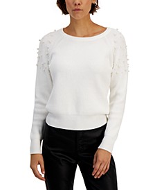 Women's Embellished Ribbed Sweater, Created for Macy's