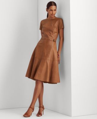 Lauren Ralph Lauren Lambskin Fit and Flare Dress Macy s