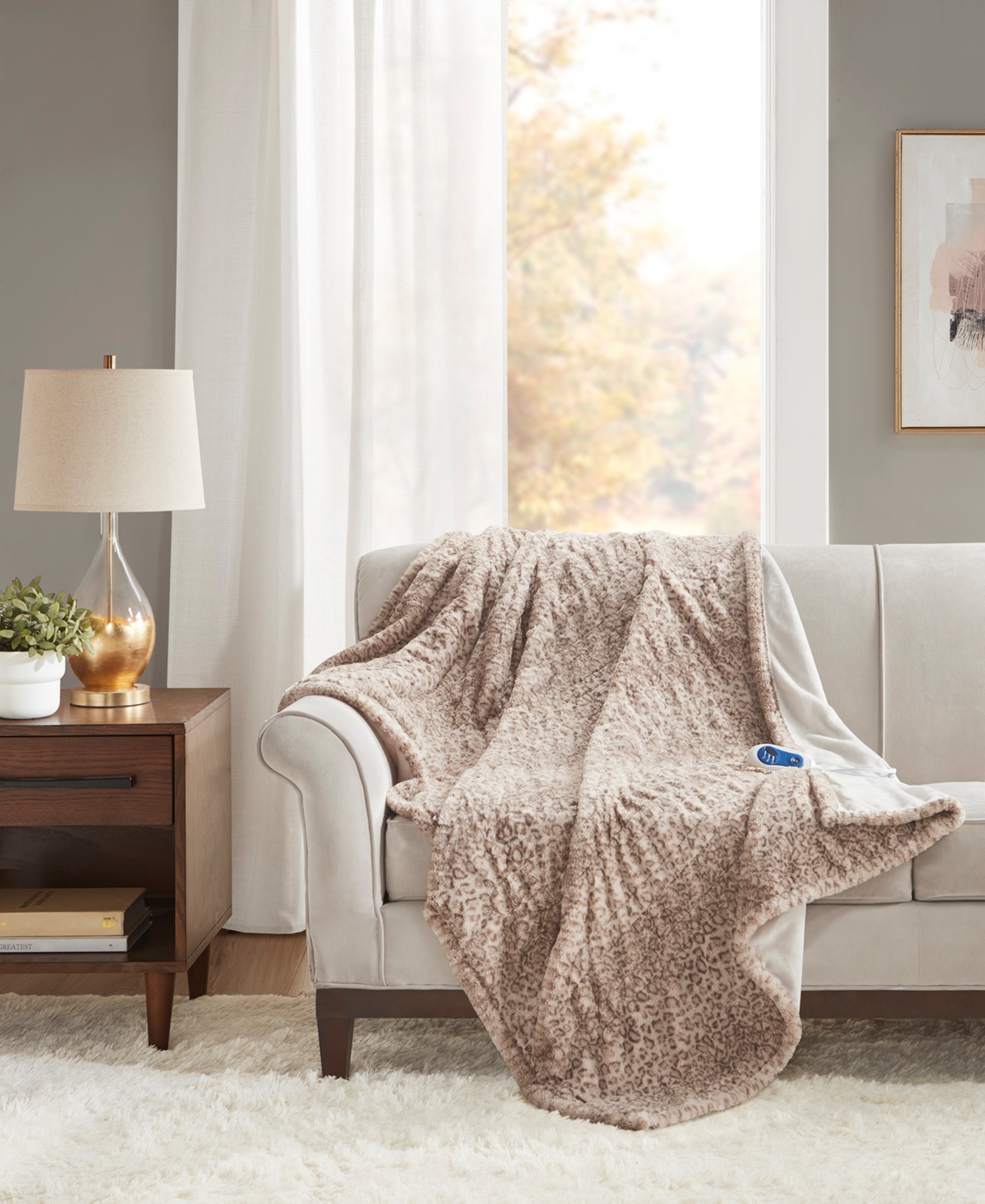 Premier Comfort Electric Faux-fur Throw, Created For Macy's Bedding In Tan