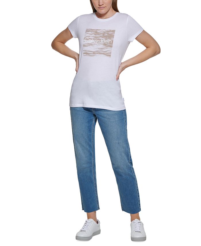 Calvin Klein Jeans Waterbox Logo-Print T-Shirt & Reviews - Tops ...