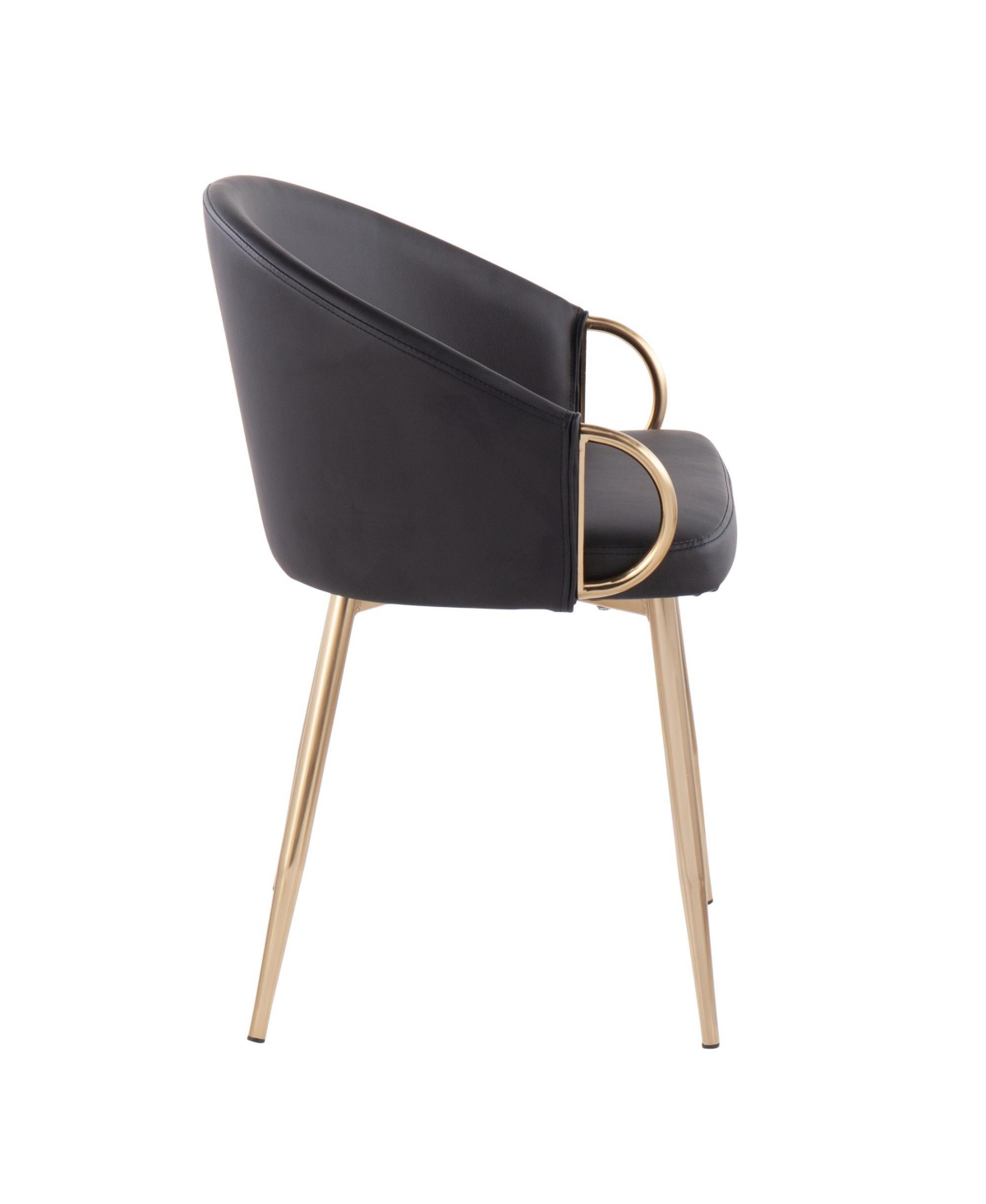 Lumisource Claire Contemporary Glam Chair Leather In Gold-tone Steel,black