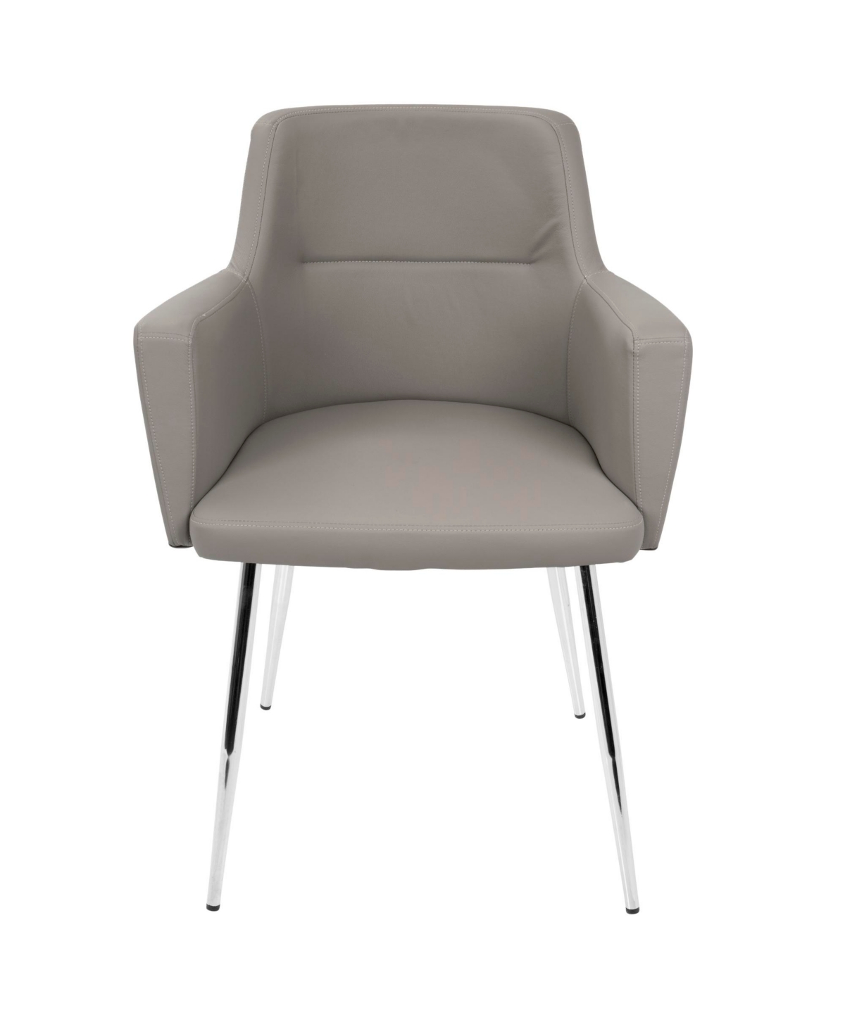 Lumisource Andrew Contemporary Dining Accent Chair, 2 Piece Set - Chrome