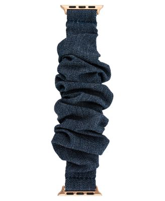 Women's Dark Blue Denim Scrunchie Band designed for Apple Watch&reg; 42mm (Series 1-3 only) & 44/45/46/49mm (Ultra & Ultra 2)