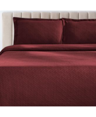 CLOSEOUT! 100% Cotton Basketweave Matelasse All-Season 2-Piece Coverlet Set, Twin