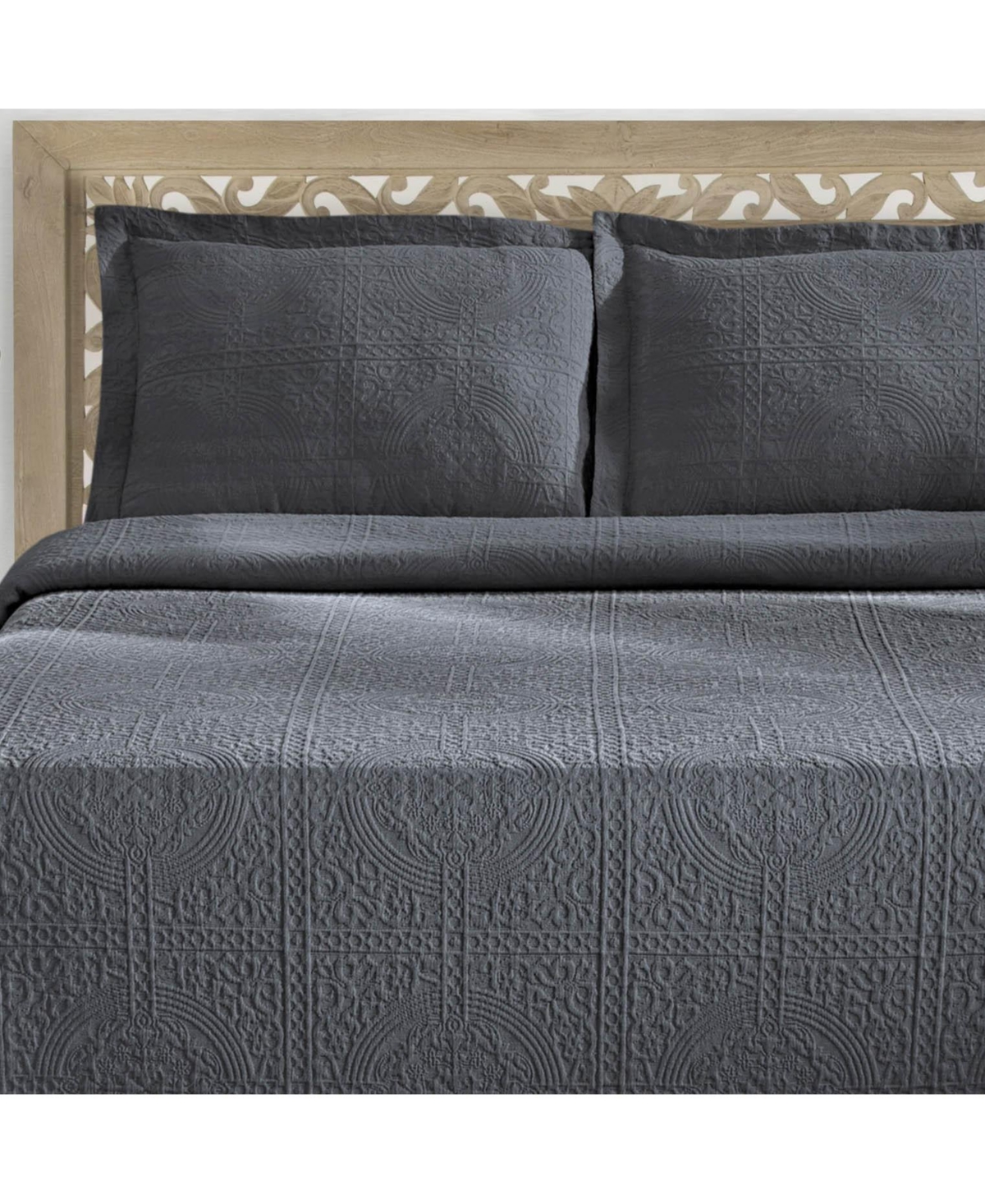 Superior 100% Cotton Fleur De Lis Medallion All-Season 3-Piece Coverlet Set,