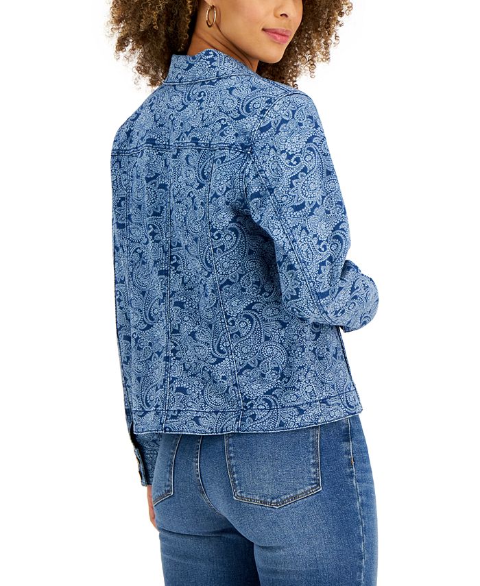Charter Club Women's Paisley Denim Jacket, Created for Macy's Macy's