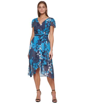 sachin and babi light blue dress Dkny | Dresses | Dkny Chiffon Burnout Faux Wrap Short Sleeve Surplice Vneck Midi  Dress