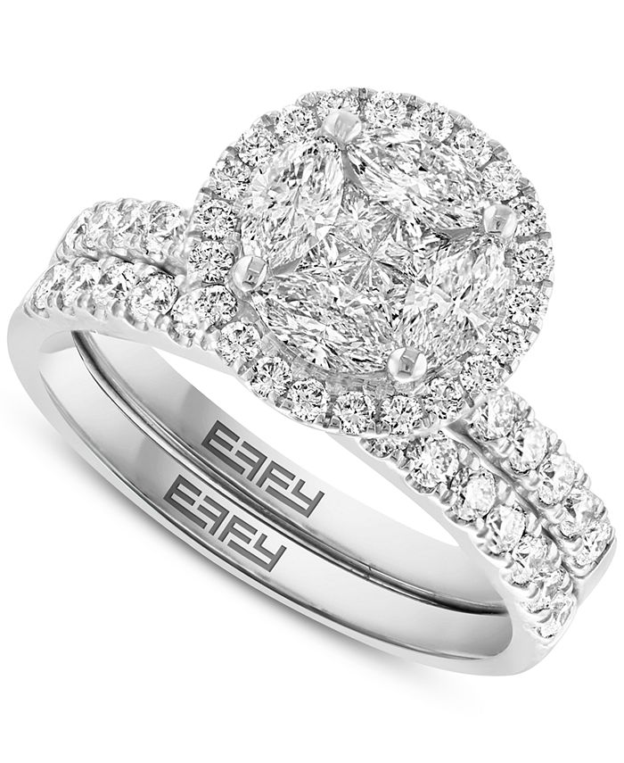 EFFY Collection EFFY® Diamond Round Halo Cluster Bridal Set (1-1/2 ct. t.w.) in 14k White Gold