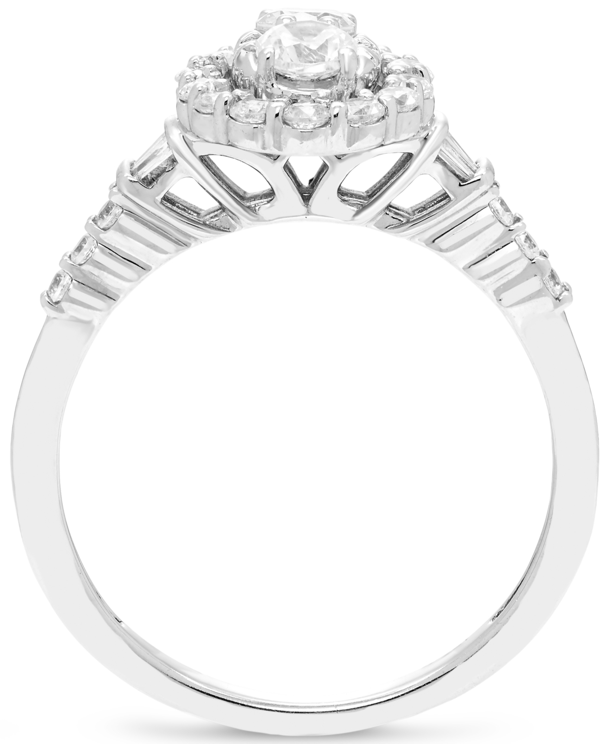 Diamond Oval Halo Cluster Engagement Ring (3/4 ct. t.w.) in 14k- White Gold