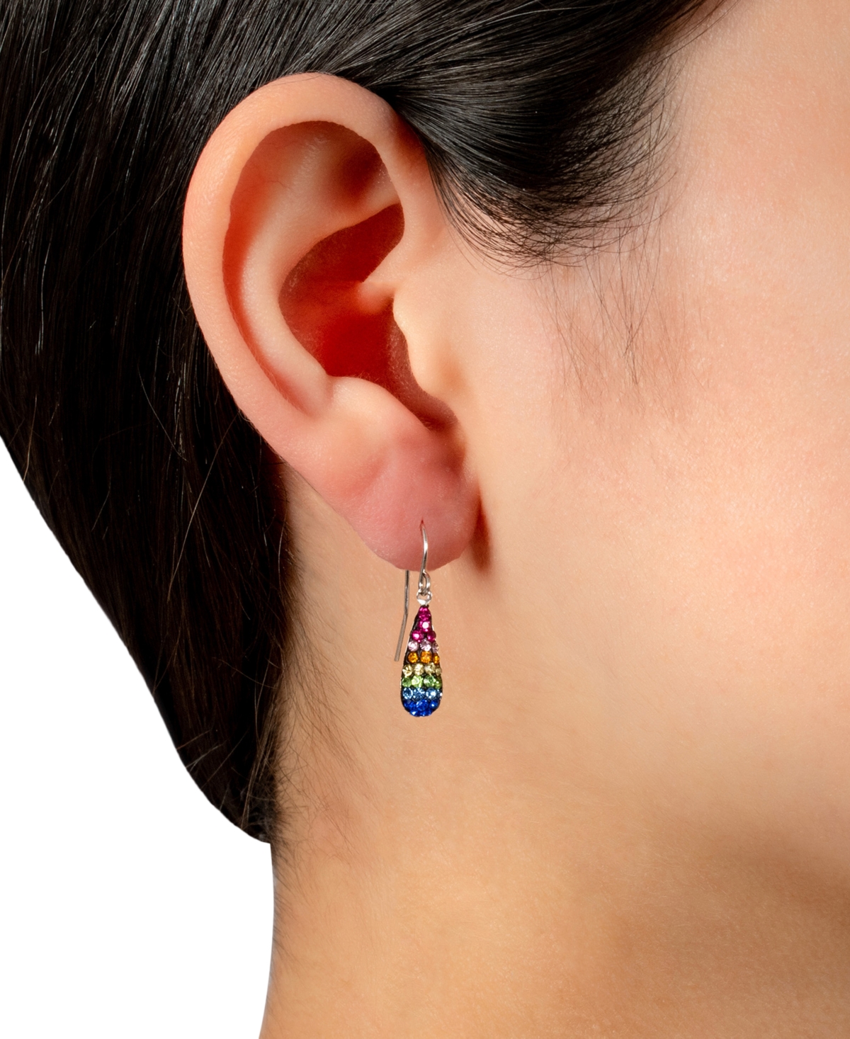 Giani Bernini Crystal Rainbow Teardrop Drop Earrings in Sterling Created for Macy's - Silver