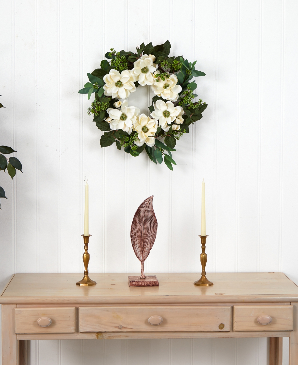 Magnolia, Eucalyptus and Berries Artificial Wreath,