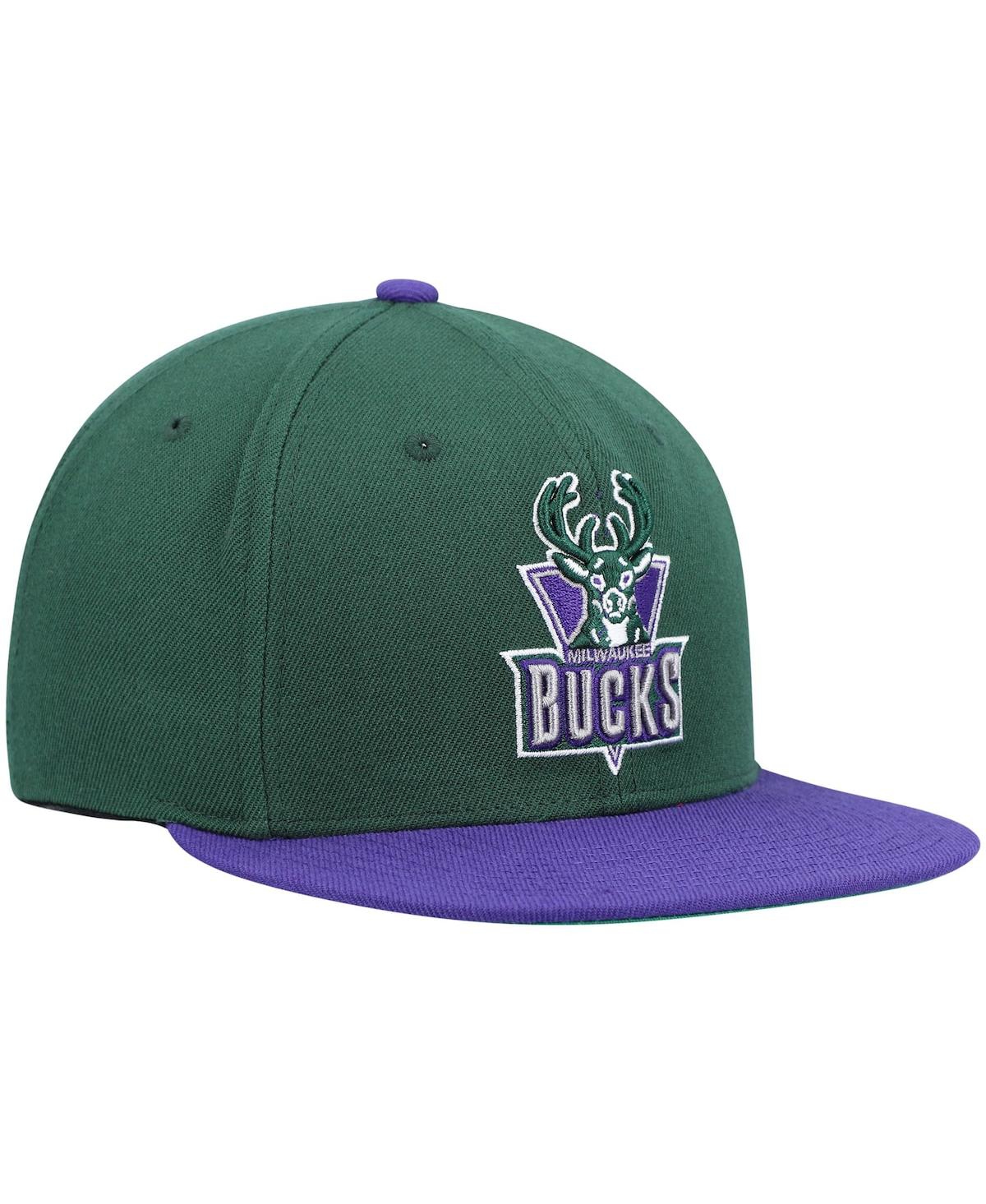 Mitchell & Ness Men's  Green And Purple Milwaukee Bucks Hardwood Classics Team Two-tone 2.0 Snapback In Green,purple