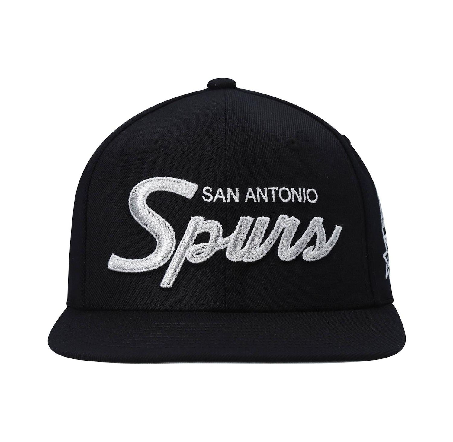 Men's Black San Antonio Spurs Hardwood Classics Script 2.0 Snapback Hat