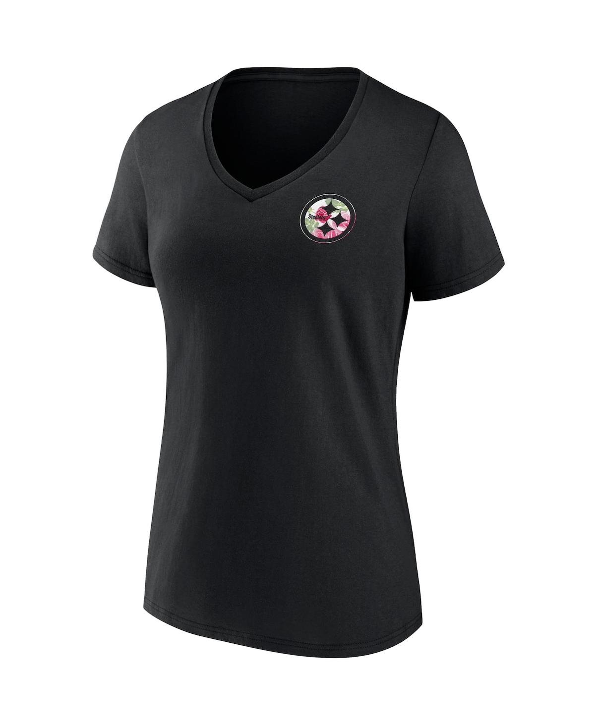 Shop Fanatics Women's  Black Pittsburgh Steelers Team Mother's Day V-neck T-shirt