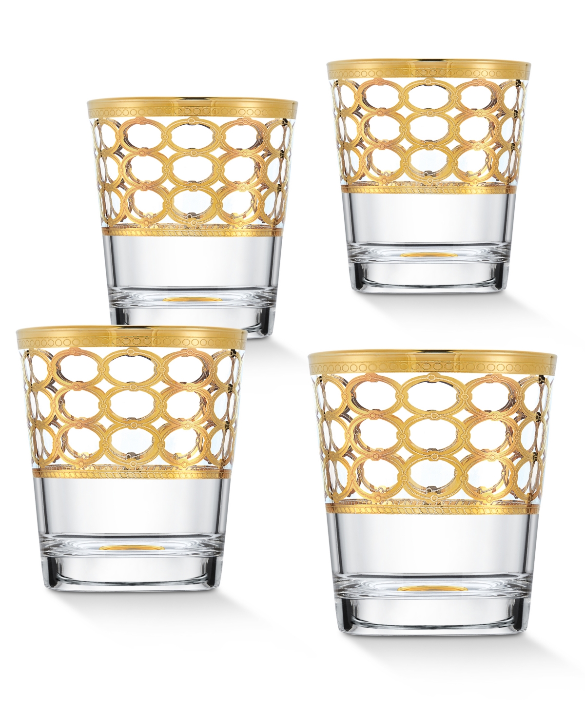 Shop Lorren Home Trends 4 Piece Infinity Gold Ring Double Old Fashion Set In Gold-tone