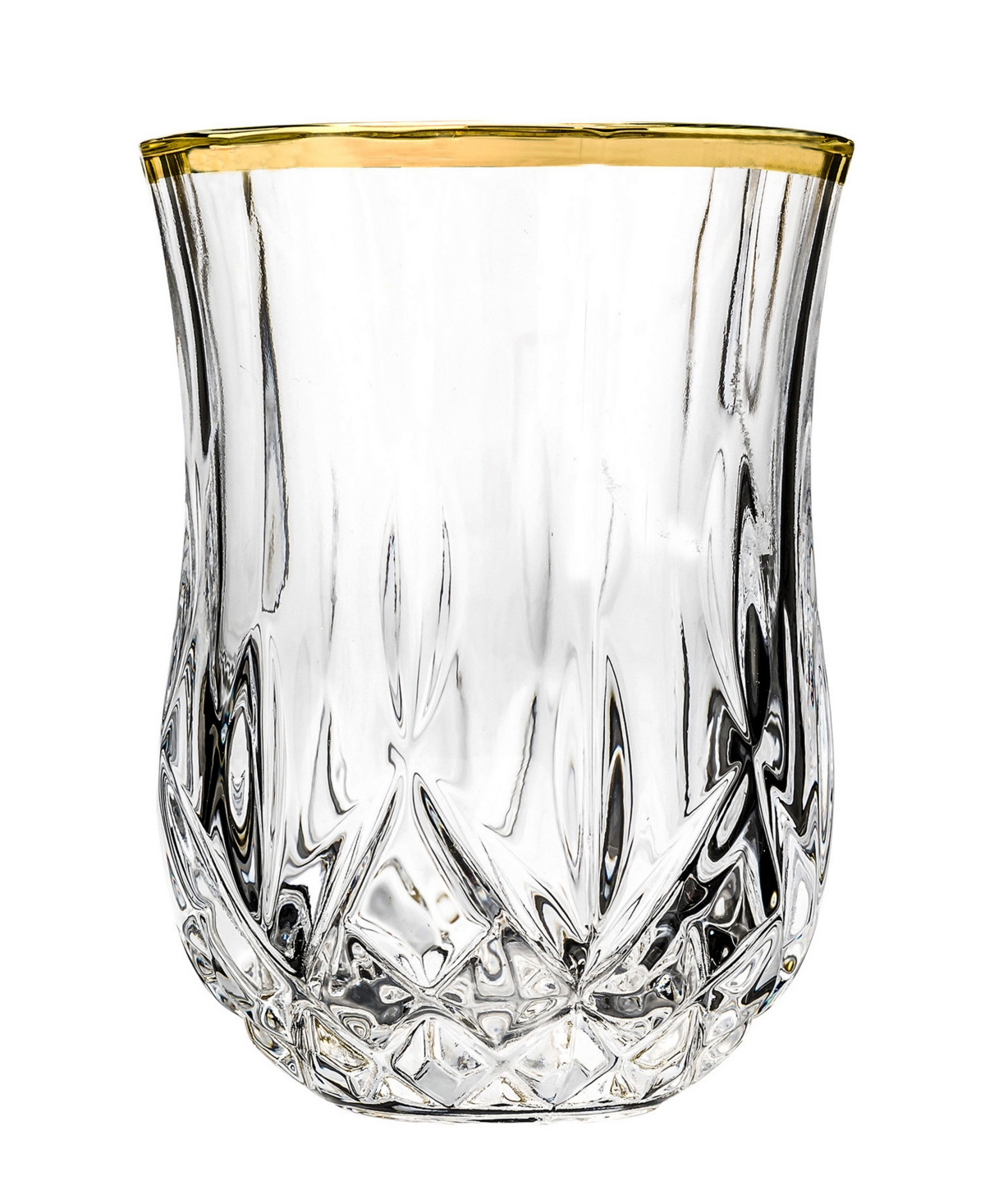 Opera Gold Collection 6 Piece Crystal Shot Glass with Gold Rim Set - Gold-Tone