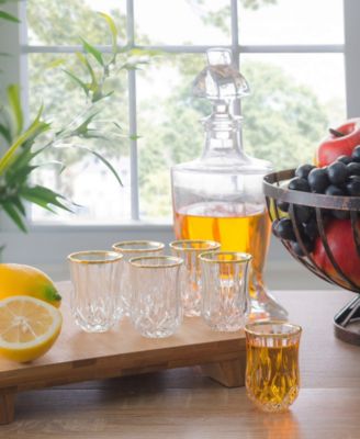 Opera Gold Collection 6 Piece Crystal Shot Glass with Gold Rim Set