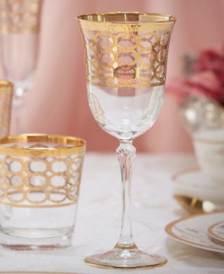 4 Piece Infinity Gold Ring White Wine Goblet Set
