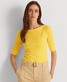 Stretch Cotton Boatneck Top