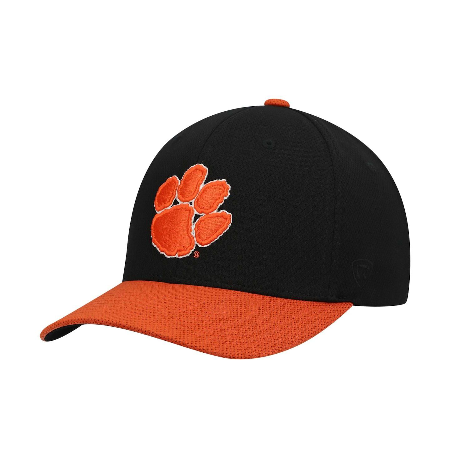 Мужская кепка Top of the World Black, Orange Clemson Tigers Two-Tone Reflex Hybrid Tech Flex Hat — фото 4