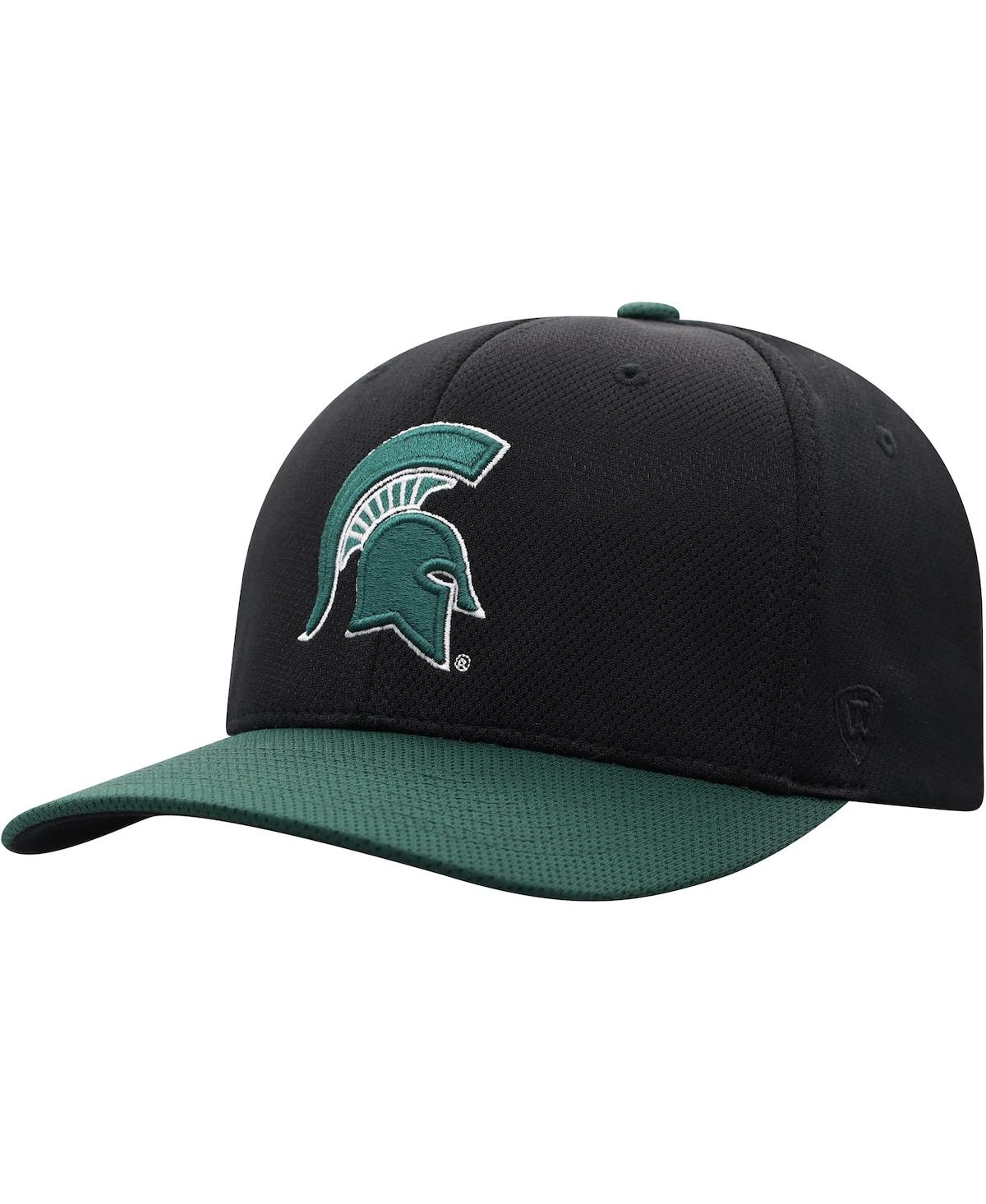 Shop Top Of The World Men's  Black, Green Michigan State Spartans Two-tone Reflex Hybrid Tech Flex Hat In Black,green