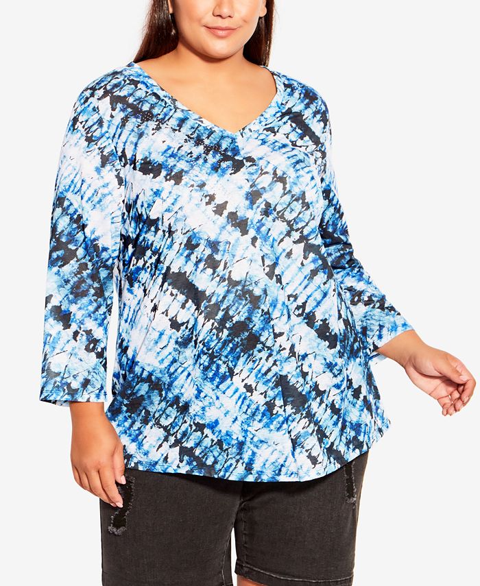 AVENUE Plus Size Tie Dye Print Top Macy's