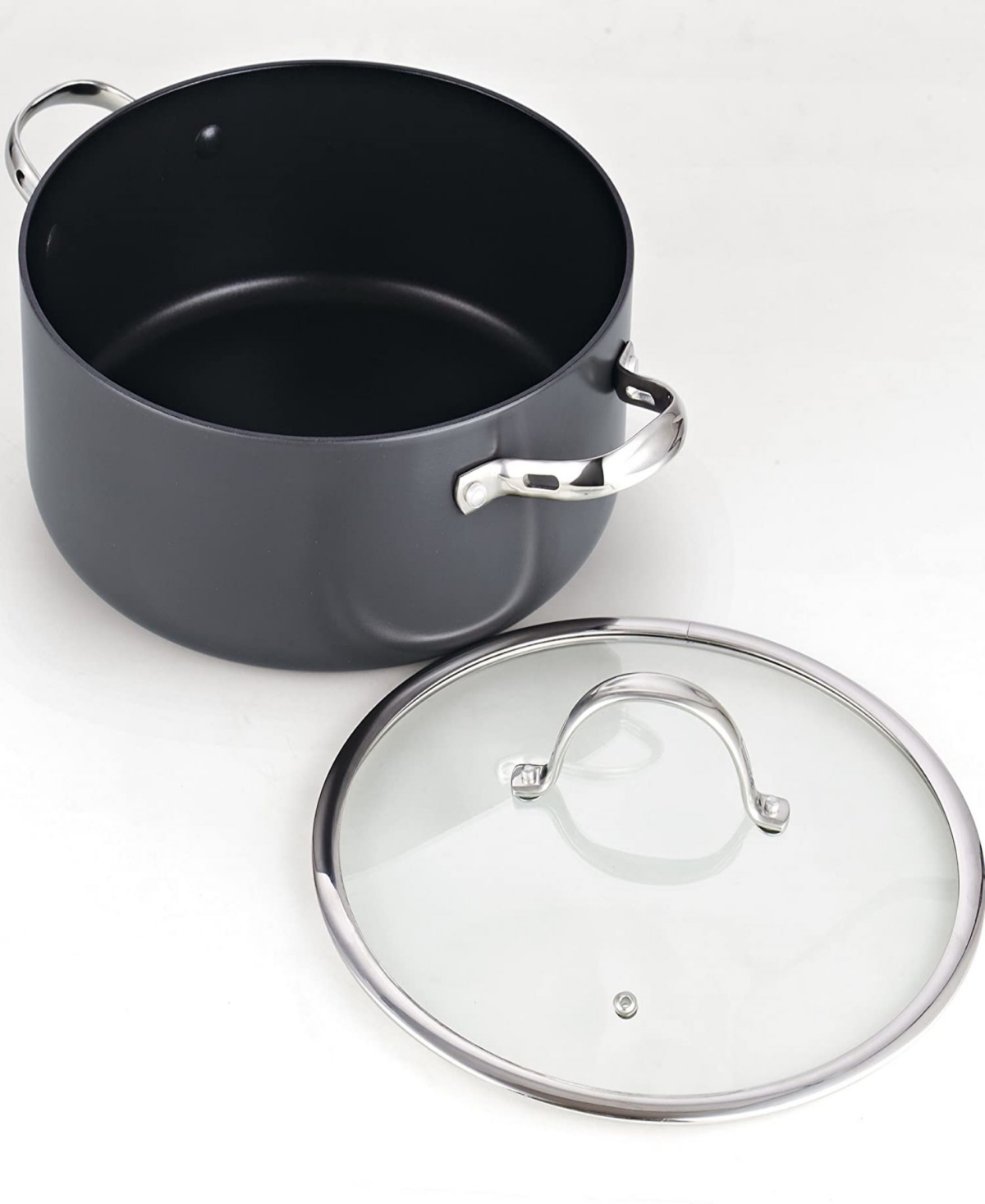 Cooks Standard Stock Pot Dutch Oven Casserole with Glass Lid, 7-Quart Classic Hard Anodized Nonstick Stockpot,- Black