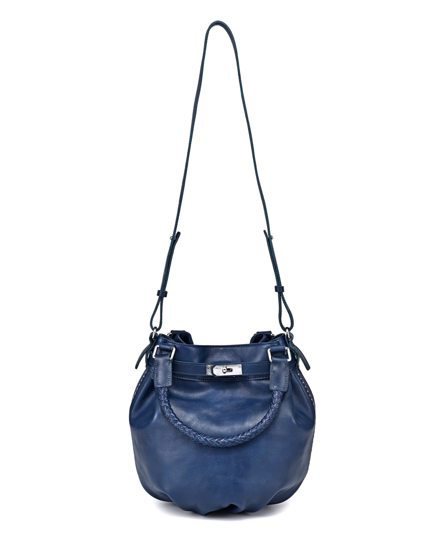 Pumpkin Small Leather Crossbody Bucket Bag