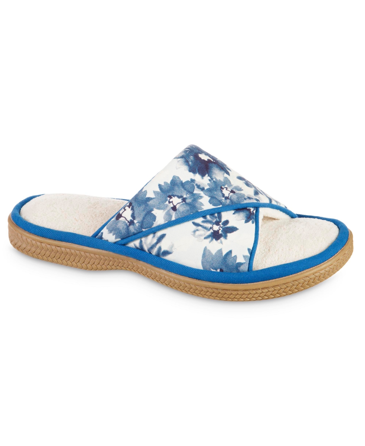Shop Isotoner Signature Women's Cotton Floral Keilly Slide In Island Blue