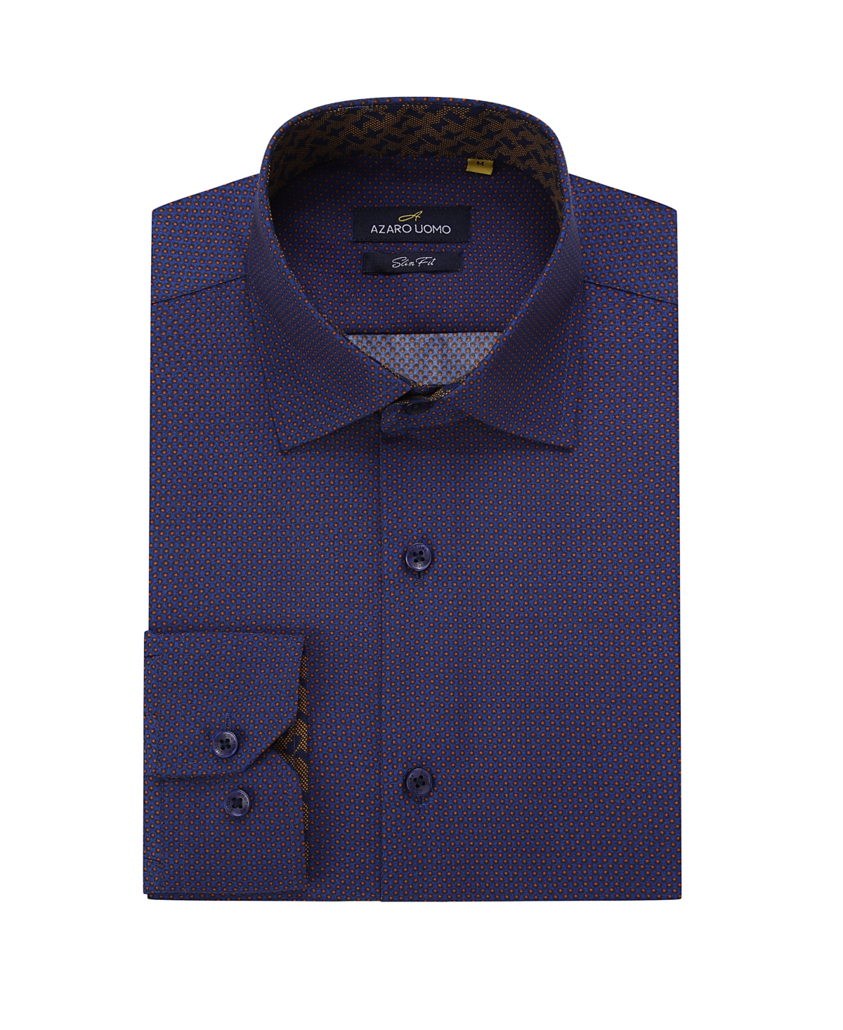 Azaro Uomo Men's Business Geometric Long Sleeve Button Down Shirt
