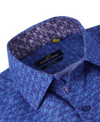 Men's Business Geometric Long Sleeve Button Down Shirt