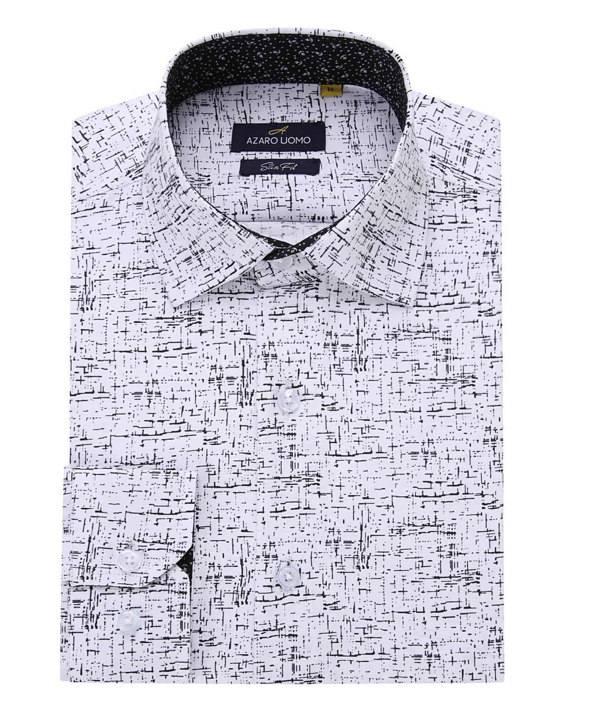 Azaro Uomo Men's Business Geometric Long Sleeve Button Down Shirt In White